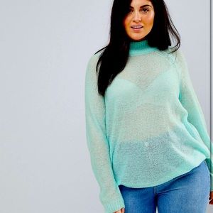 ASOS Curve Sweater Sheer Knit w/ Funnel Neck